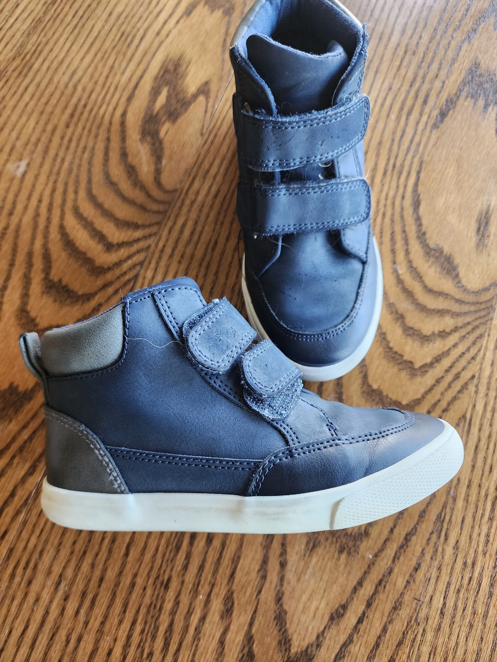 Kids Navy High-Top Sneakers with Velcro Straps